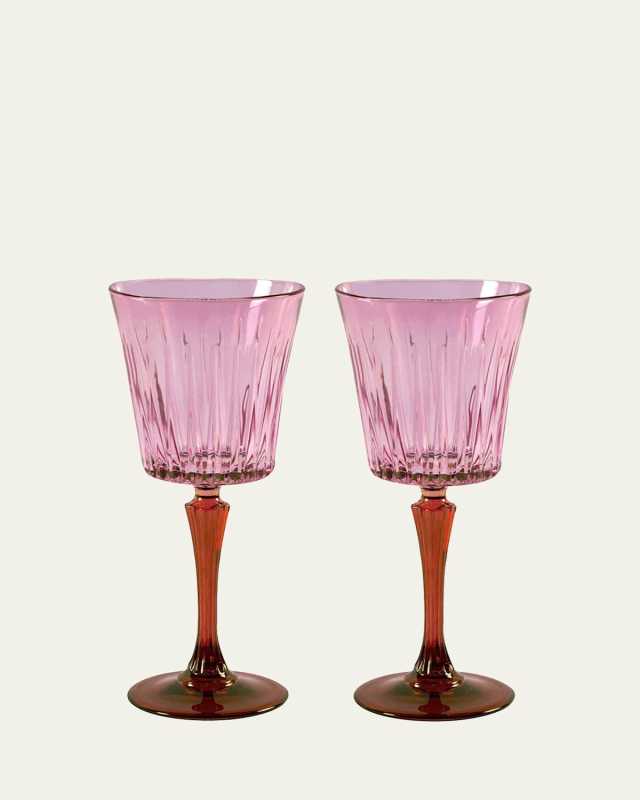 Pink Shaded Stemmed Wine Glasses, Set of 2